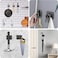 4 Mop Broom Holder Self Adhesive Stainless Steel No Drill ,Tools Holder Organizer Wall Mounted Super Anti-Slip Hanger for Home,Kitchen,Garden,Garage,Laundry,Toilet Wall Hooks Storage(4 Slots 4 Hooks)