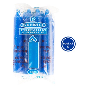 PREMIUM CANDLES BLUE-12PKTS X 8PCS