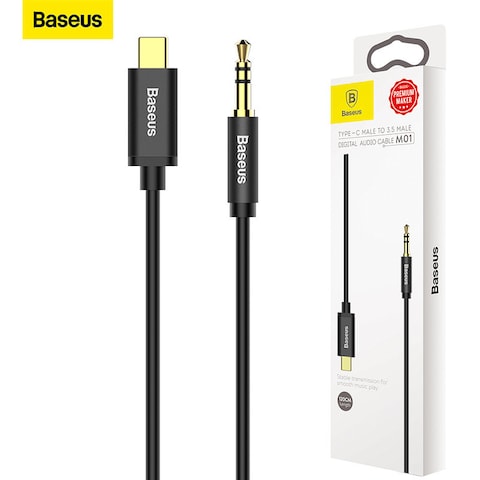 Baseus Audio Aux Jack Cable 3.93ft USB Type C To 3.5mm Headphone Stereo Cord Car Compatible With iPad Pro 2018 Google Pixel 2 3 XL Samsung Galaxy S21 S20 Ultra Note 20 10 Plus Black