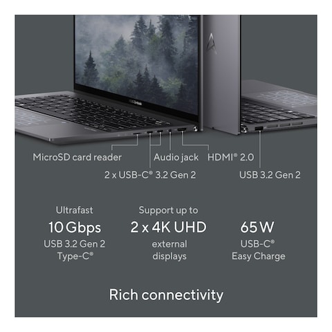 Asus Zenbook 14 OLED UM3402YA-KM766W, AMD Ryzen 5 7430U, 8GB RAM, 512GB SSD, 14-inch 2.8K OLED, Windows 11 Home, Jade Black, English/Arabic