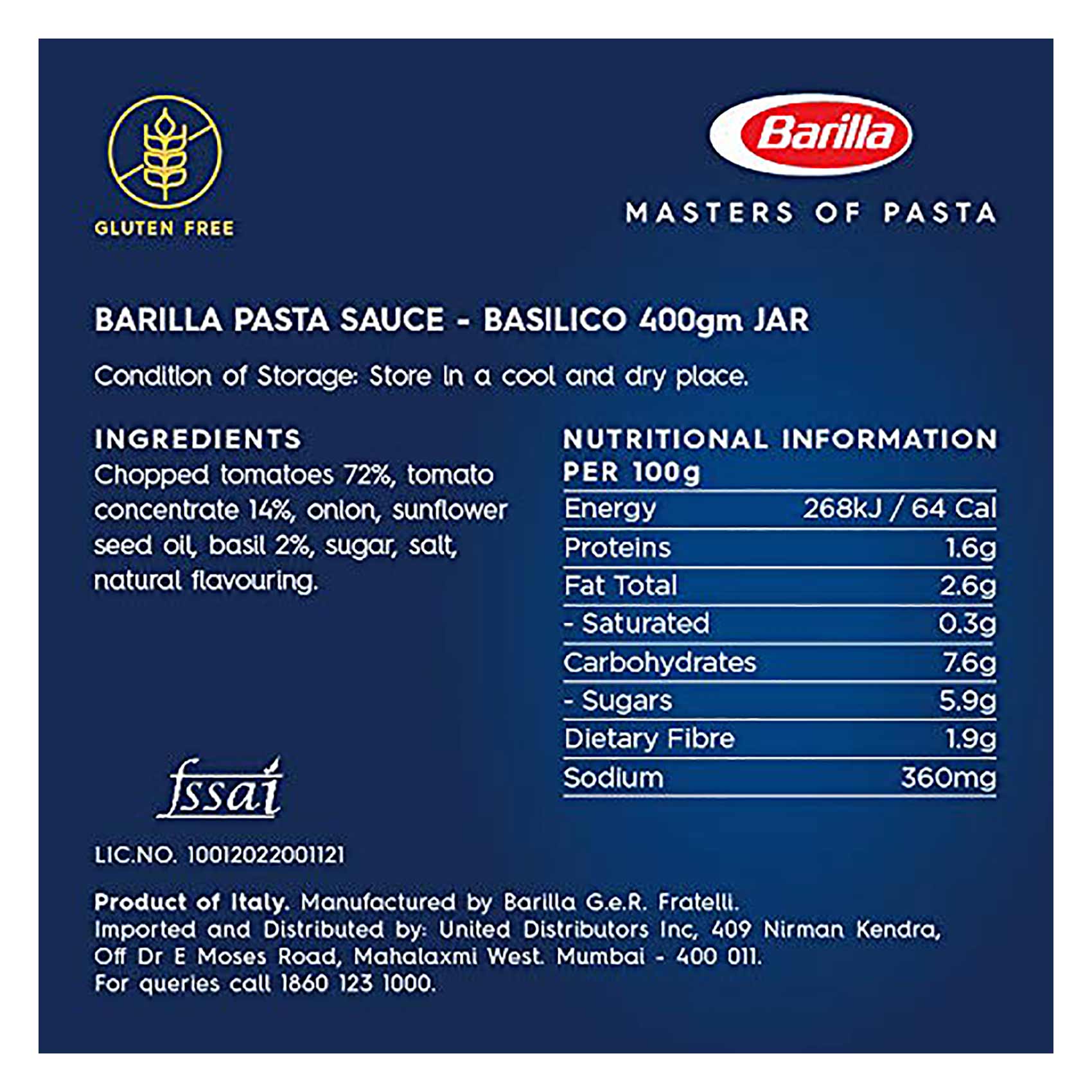 Barilla Basilico Pasta Sauce 400g