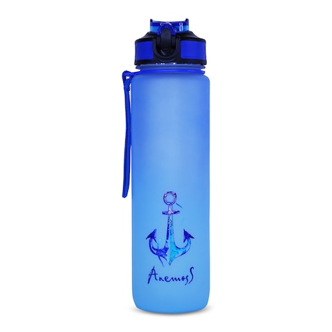 ANEMOSS Anchor Tritan Water Bottle, 1000 ml / 33.8 oz, High-Quality Material, Multi-functional and Durable, BPA-Free, Portable with Strap Attachment, Suitable for Sports and Travel, Blue