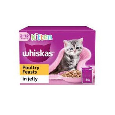 Whiskas Poultyry Jelly Cat Food 2--12 Months 85 Gram