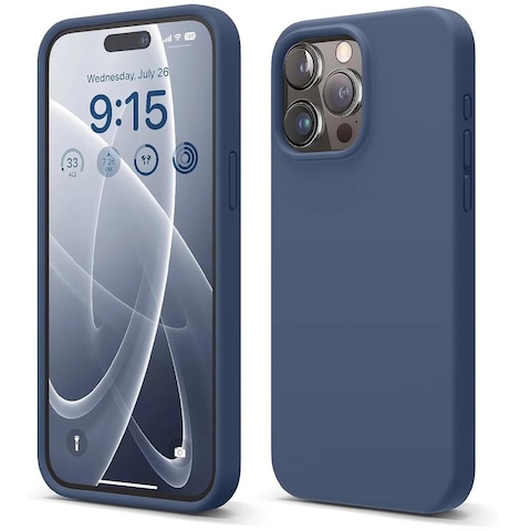 HYX Compatible with iPhone 15 Pro Max Case, Liquid Silicone Case, Full Body Protective Cover, Shockproof, Slim Phone Case, Anti-Scratch Soft Microfiber Lining, 6.7 inch (Blue)