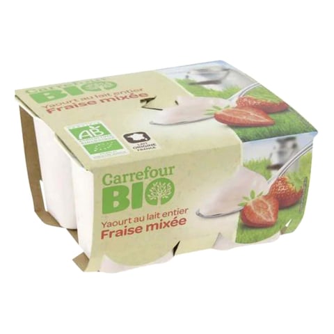 Carrefour Bio Organic Strawberry Yogurt 125g Pack of 4