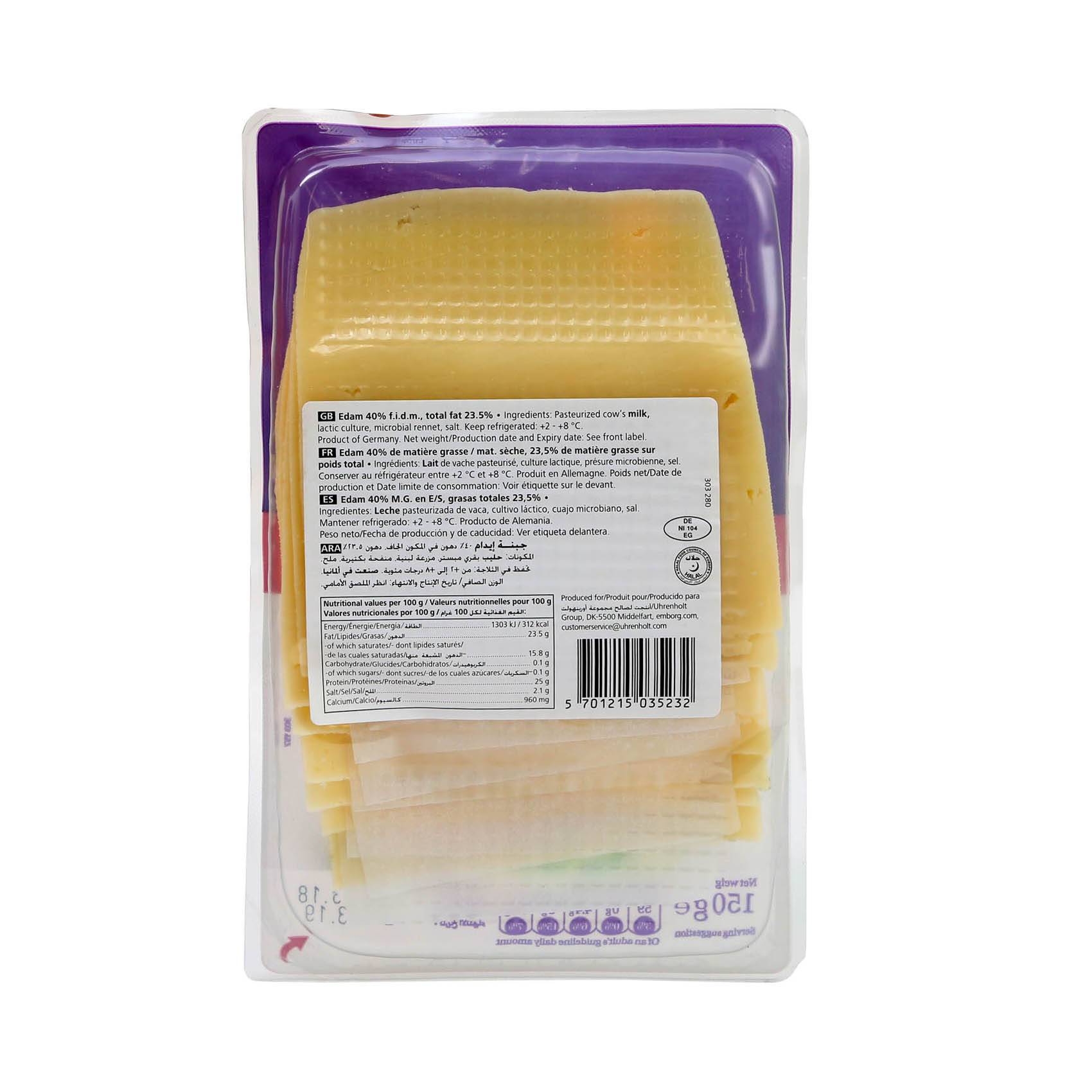 Emborg Edam Natural Cheese 8 Slices 150g