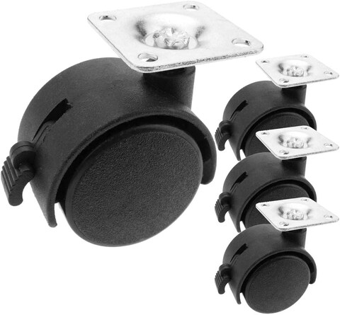 Robustline Twin Caster Wheel 4Pcs Withg Plate Office Chair Casters Wheels With Break - 1.5inch