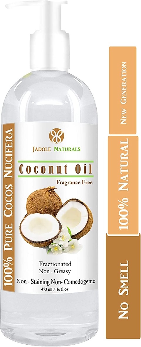 Jadole Naturals Fractionated Organic Coconut Oil Massage Oils For Hair And Skin - Liquid Mct Natural And Pure Body Oil Carrier Massage Oil