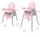 Baby Feeding High Chair Seat, Toddler Booster Furniture Detachable Double Tray Non-Slip Feet 3 Modes with Free Height Adjustment And Leather Seat Surface for Easy Cleaning-Pink,900