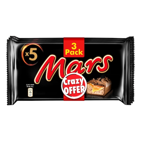 Mars Caramel Soft Nougat Chocolate Bar Crazy Offer 5 Bars, 45g Pack of 3