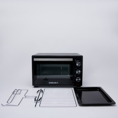 DOMEA&reg; Electric Toaster Oven   Counter Top Oven With Rotisserie function   Grill And Cooking Tray   Adjustable Heat Settings   60 Minutes Timer   25 L,1600W