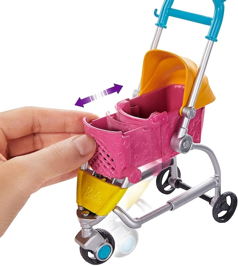 Barbie Stroll &lsquo;N Play Pups Playset With Barbie Doll, 2 Puppies And Pet Stroller Ghv92