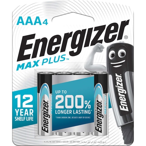 Energizer Max Plus AAA Alkaline Batteries - Pack of 4