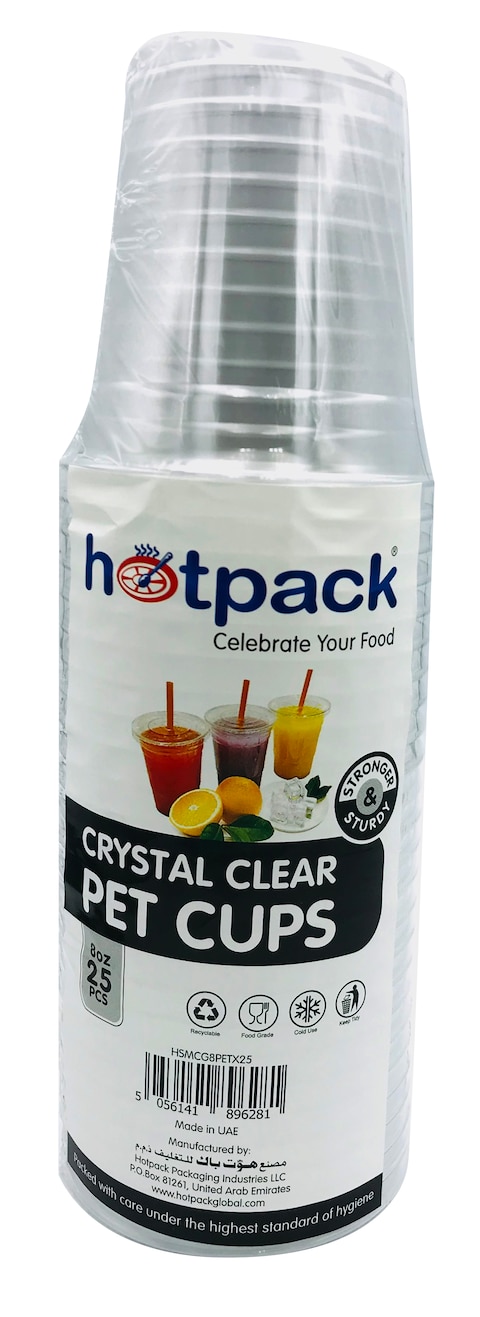 اشتري Hotpack PET Juice Cup 8 Ounce Clear - 25 Pieces في الامارات