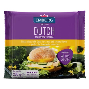 Emborg Cheese Dutch Slices Gouda 200G