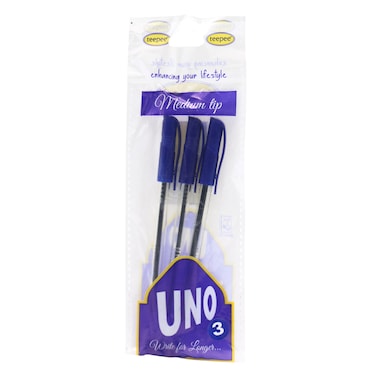 UNO MEDIUM BALLPEN 3P BLUE 401-4