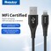 Huntkey A02 - USB A to Lightning, MFI approved, Cotton braided Aluminum Shell Fast Charging Cable, 2.4A, 1.5M  iPhone 14 13 12 11 Pro, iPad, iPod - Black