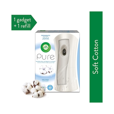 Air Wick Freshmatic Pure Soft Cotton Automatic Air Freshener Spray Kit White 250ml