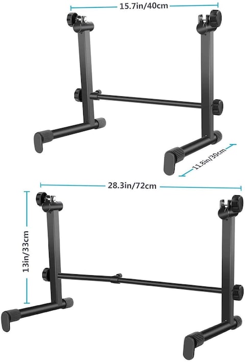 Mike Music Durable Metal Second Tier For Keyboard Stand, 15.7, 28.3 Inches, 40, 72 cm, Adjustable Width And 13 Inches Height For Most Keyboards (Black)