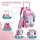 Eazy Kids 16&quot; Set of 3 Trolley School Bag with Lunch Bag and Pencil Case Lama - Pink