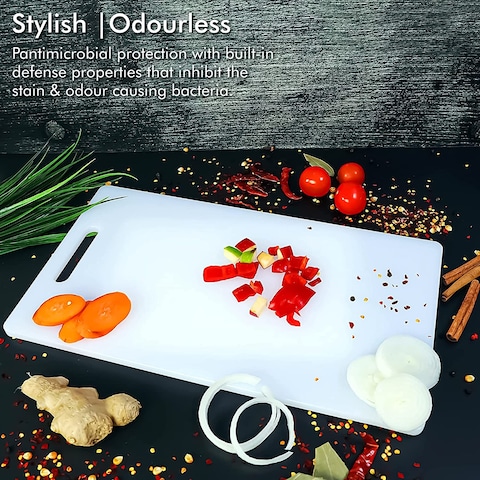 Generic Kitchenmark Chopping Board With Hanging Hole Non-Slip Base Rectangular Kitchen Serving Board Cutting Board, Strong &amp; Durable Non-Toxic Polyethylene (S - 24X13cm)