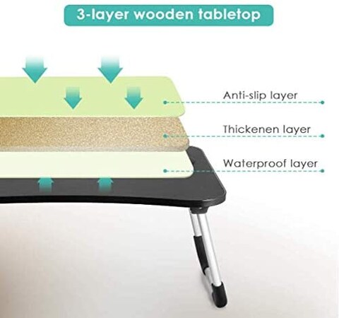 Study Table Foldable Portable Laptop Bed Table Stand Rack Computer Reading Kids Table Anti-Skid Table Home Furniture-Beige by lavish