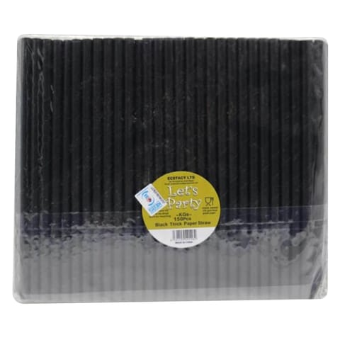 LETS PARTY BLACK THICK STRAW 150