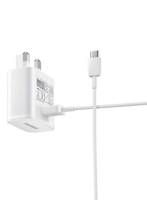 Samsung 3-Pin Fast Charging Travel Adapter With Type-C Cable (UK Plug) White