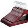 20PK ZOBER Solid Cherry Wood Suit Hangers - with Non Slip Bar and Precisely Cut Notches - 360 Degree Swivel Chrome Hook - Cherry Finish Super Sturdy and Durable Wooden Hangers