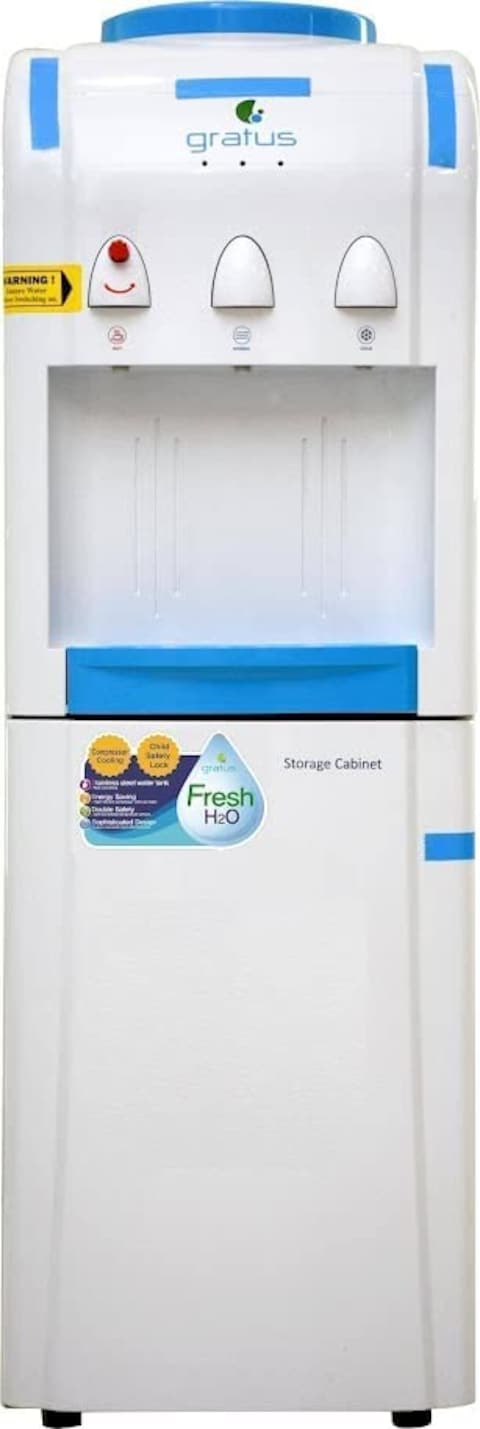 Gratus Hot &amp; Cold 3 Tap Water Dispenser With Storage Cabinet, GWD503VIFCW, White (1 Year Full &amp; 2 Year Compressor Warranty)