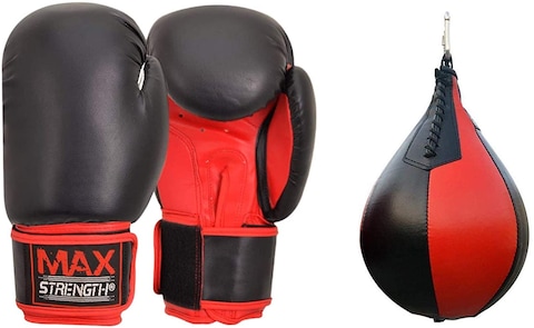 Max Strength Boxing Gloves 16Oz Plus Speed Ball Muay Thai Hanging Bag Boxing Training Set - Synthetic Leather Muay Thai Kickboxing Punching MMA