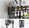 2 Tier Metal Kitchen Spice Rack Cutting board rack with Knife Utensils Holder， Cutlery Holder And 3 Hooks, Black