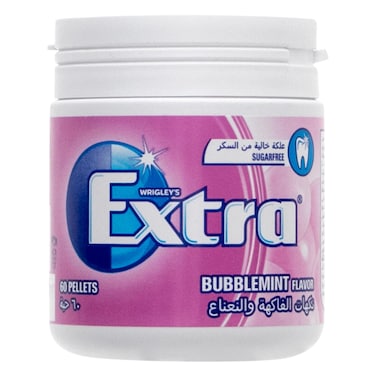 Wrigley&#39;s Extra Chewing Gum Bottle, Sugar Free, Bubble Mint Flavour, 60 Pieces