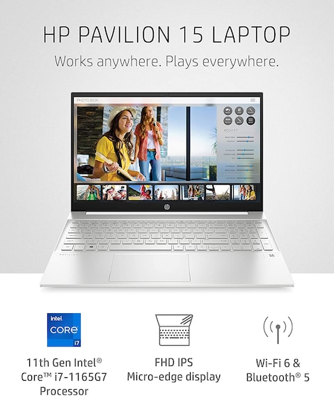 HP Pavilion 15 Laptop, 11th Gen Intel Core i7-1165G7 Processor, 16GB RAM, 512GB SSD Storage, Full HD IPS Micro-Edge Display, Windows 10 Pro, Compact Design, Long Battery Life 15-eg0021nr