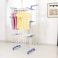 Generic Indoor Foldable Powder Coated 3 Layer Tier Clothes Folding Dryer Stand Rack With Wheels (Blue)