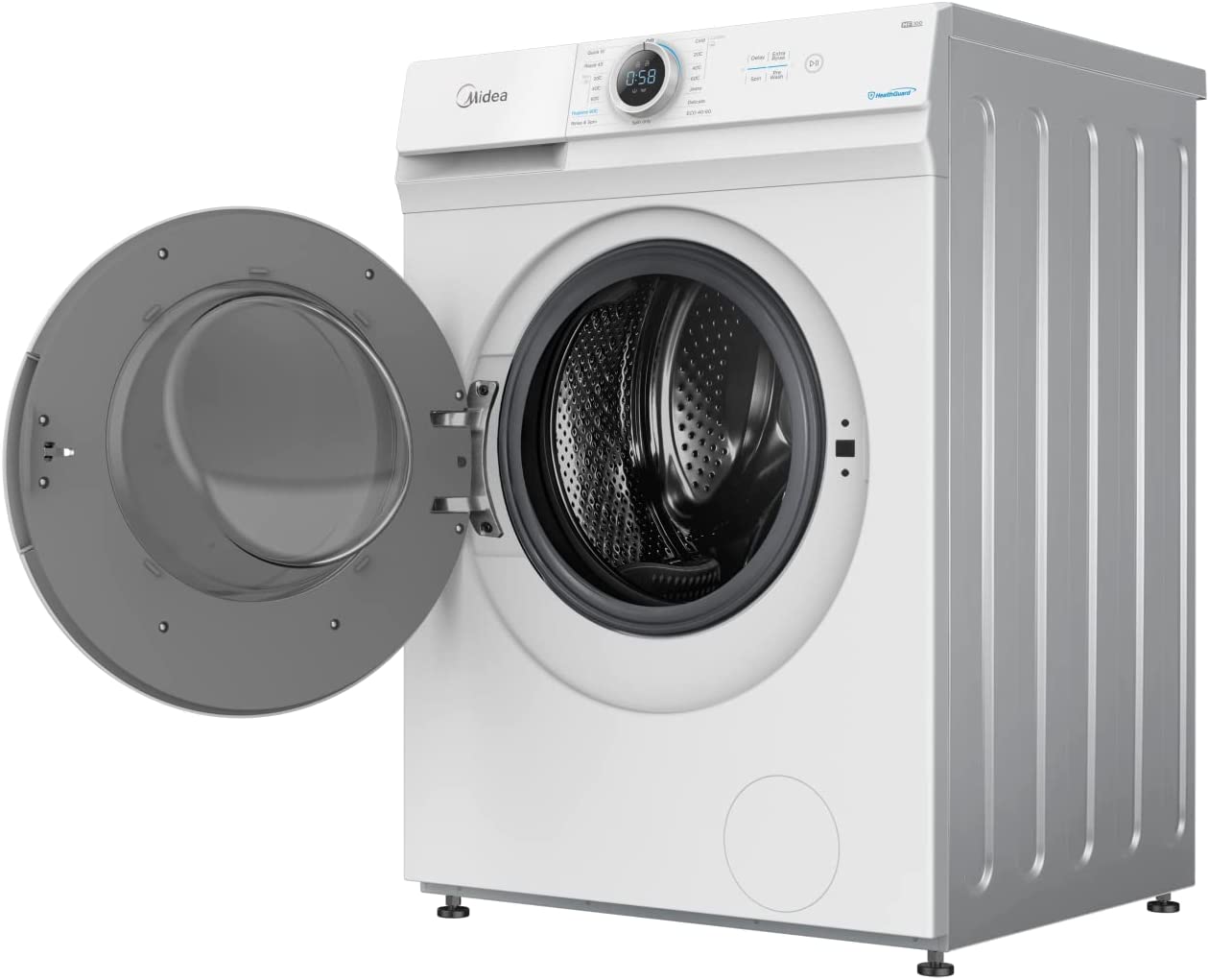 Midea 7KG Front Load Washing Machine with Lunar Dial, 1400 RPM, 15 Programs, Fully Automatic Washer With BLDC Inverter Motor, Integrated Digital Control-LED Display, Multiple Temperature MF100W70BWGCC