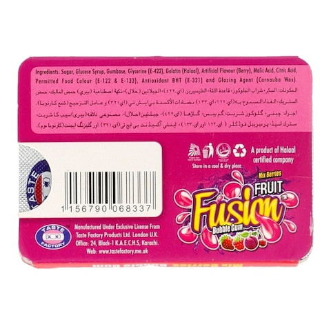 Fusion Fruit Mix Berries Bubble Gum 16 gr
