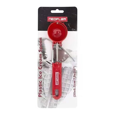 نيوفلام مغرفة آيس كريم بلاستيك - 21.7 سم - أحمر