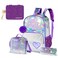 Eazy Kids - 18" School Bag, Glitter Bento Box, Lunch Bag, Pencil Case, Set of 4 - Girl Power Purple