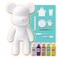 DIY CREATE YOUR OWN UNIQUE ACRYLIC FLUID POURING PAINT MONEY SAVING BEAR (13 inch - 33 cm) COMPLETE SET, Colors: White, Dark-Purple, Gold, Mint-Green, Lemon-Yellow, Fun Creative Gift
