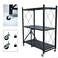 4 Tier Foldable Storage Shelves with Caster Wheels for Garage Kitchen Home Closet Office