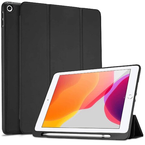 TRON Case For iPad 9.7-Inch (6th/5th Generation, 2018/2017) with Pencil Holder, Slim Tablet Cover With Soft TPU Back, Auto Wake/Sleep, Black