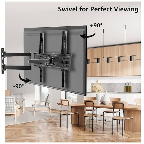 ICS Full Motion TV Wall Mount for 32-75 Inches Flat Curved TVs, TV Mount with Articulating Arms Extension Swivel Tilt, Wall Mount TV Bracket With Perfect Center Max VESA 400x400mm Black