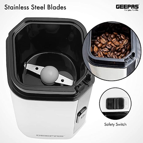 Geepas Coffee Grinder, Silver, Gcg41012