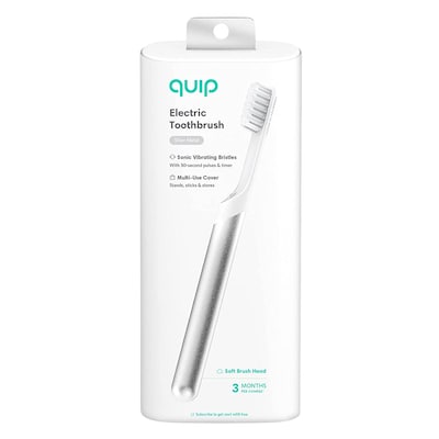 Quip Adult Electric Toothbrush with Travel Cover Silver