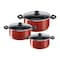 Tefal Tempo Cooking Set With Glass Lids - 15 Pieces - Red