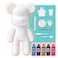DIY CREATE YOUR OWN UNIQUE ACRYLIC FLUID POURING PAINT MONEY SAVING BEAR (13 inch - 33 cm) COMPLETE SET, Colors: Light-Blue, Dark-Purple, Gold, Black, Fluorescent-Pink, Fun Creative Gift