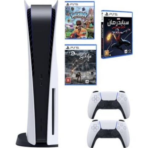 اشتري Sony Playstation 5 Console And Extra Controller Games Demon Souls, Marvel Spider Man Miles Morales, Sackboy A Big Adventure, UAE Version في الامارات