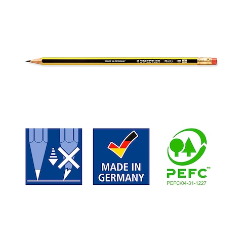 Staedtler Noris HB-2 Eraser Tip Pencils Multicolour 12 PCS