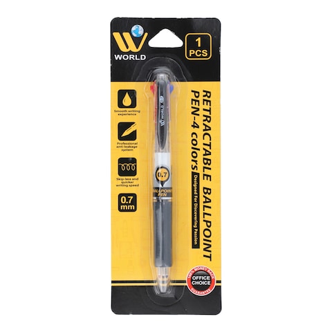 World Retractable Ballpoint Pen-4 Colors 1 Pc